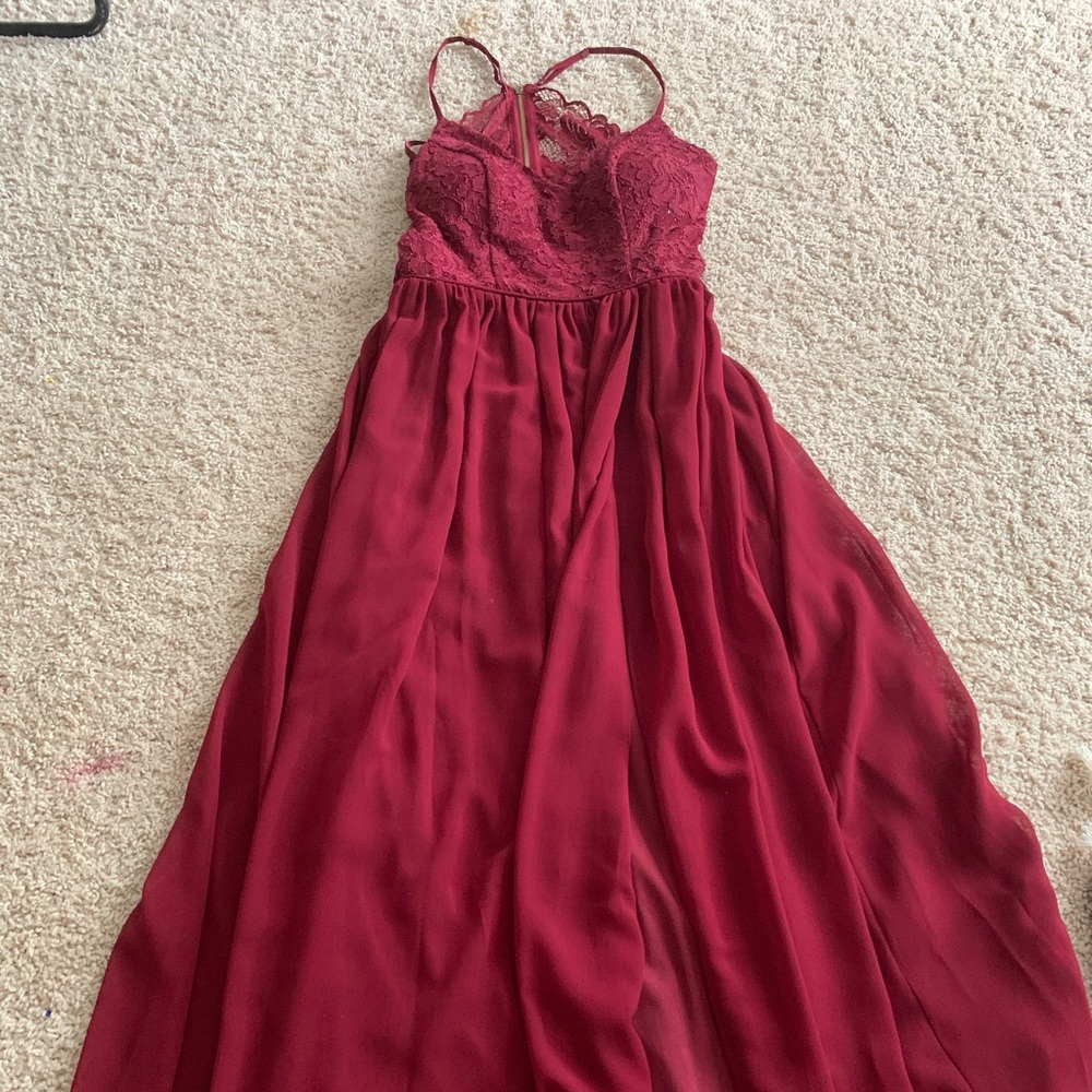 dark red dress